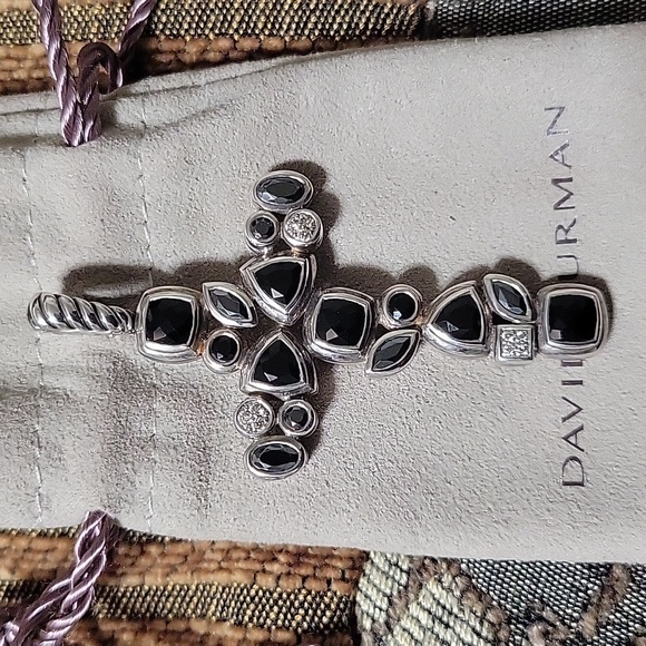 Authentic David Yurman 925  Black Onyx Cross - Picture 12 of 15